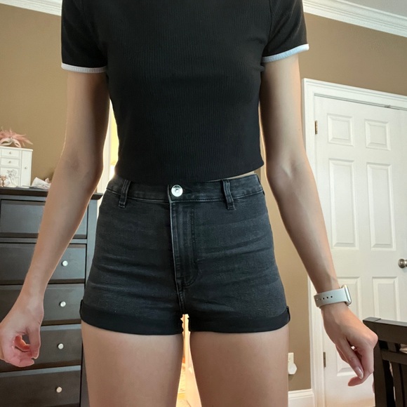 Divided Pants - H&M Divided High-rise Black Jean Shorts